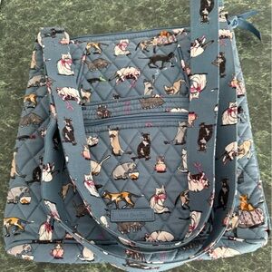 Vera Bradley Gray Cat Print Crossbody Bag nwt